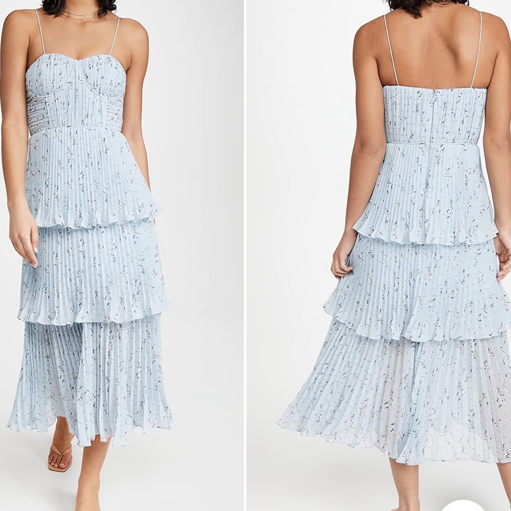 Self-Portrait Floral Tiered Midi Dress - Size 6